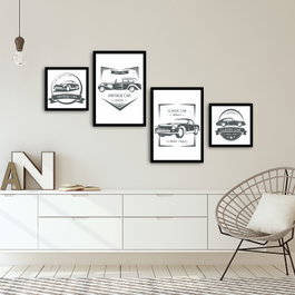Wallity Cuadro Decorativo enmarcado en MDF 4 Piezas Multicolor